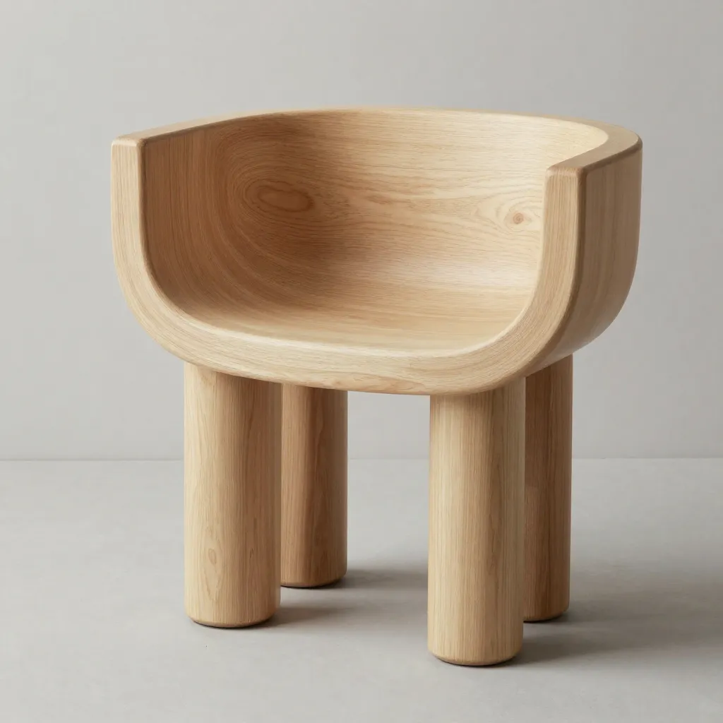 Handsnidad träskulptur i nordisk design
